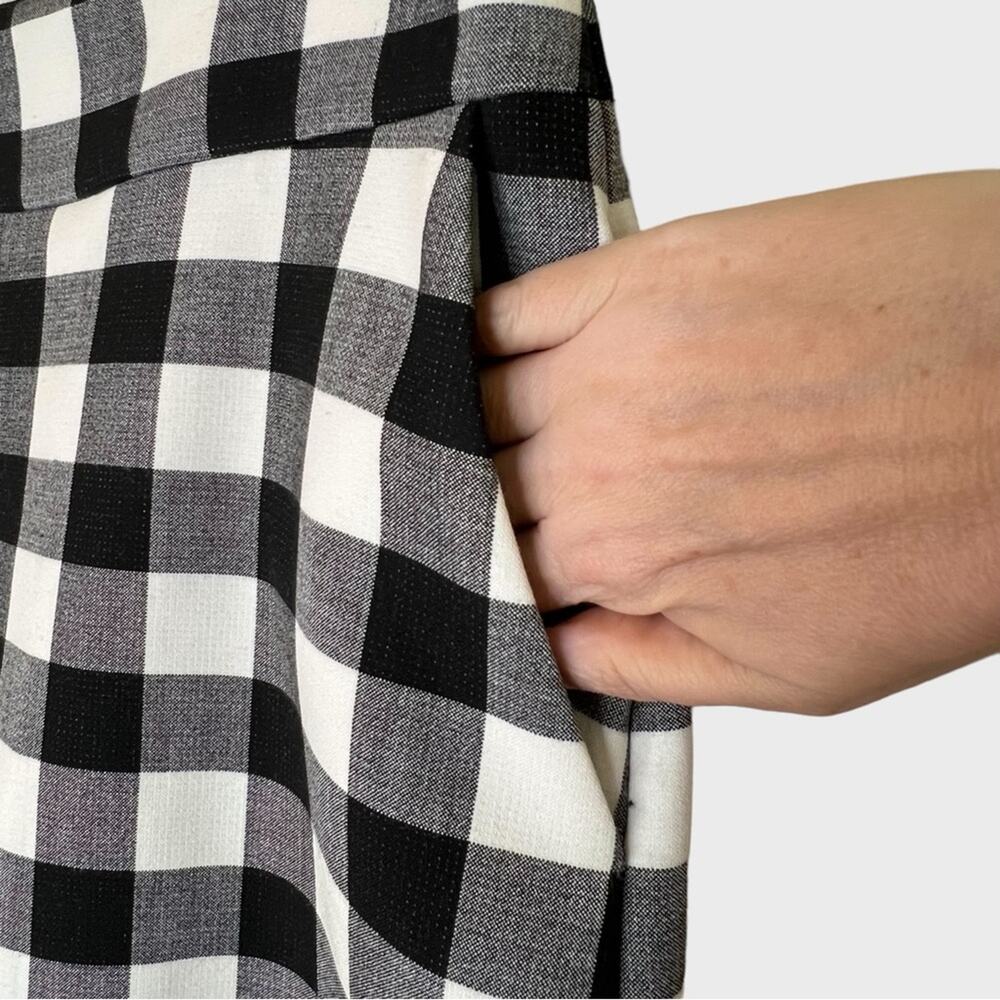 1901 Midi Skirt Womens Size 10 Black Ivory Check A-Line Career Capsule Academia - Picture 4 of 10